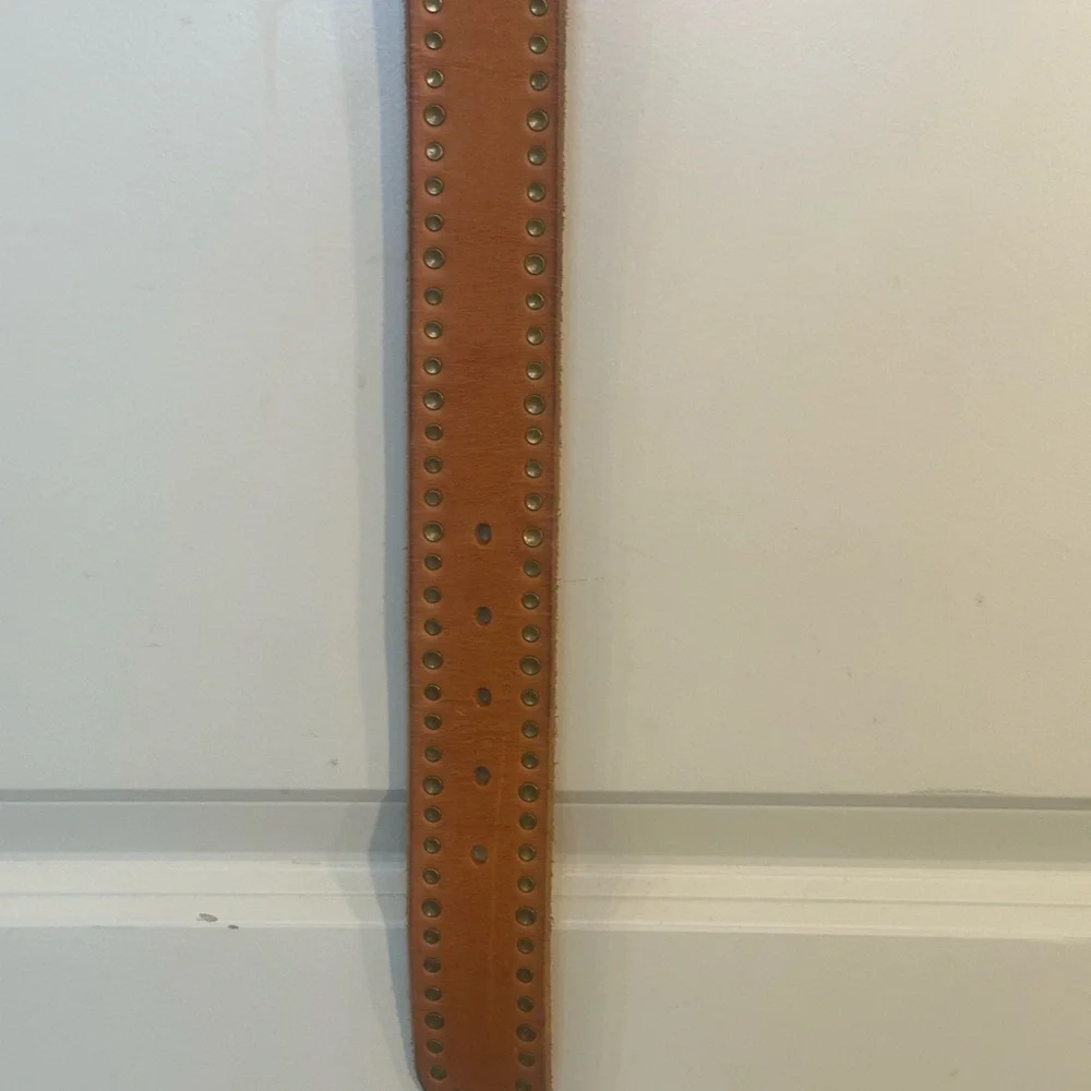Banana Republic Brown Studded Leather Big Gold Buckle Belt, Small - Picture 6 of 9
